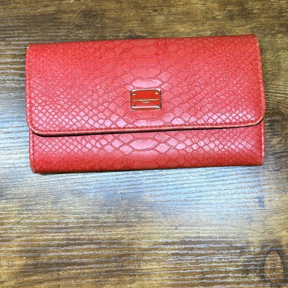 Catherine Malandrino Paris Faux Leather Wallet And Credit Card Holder Orange